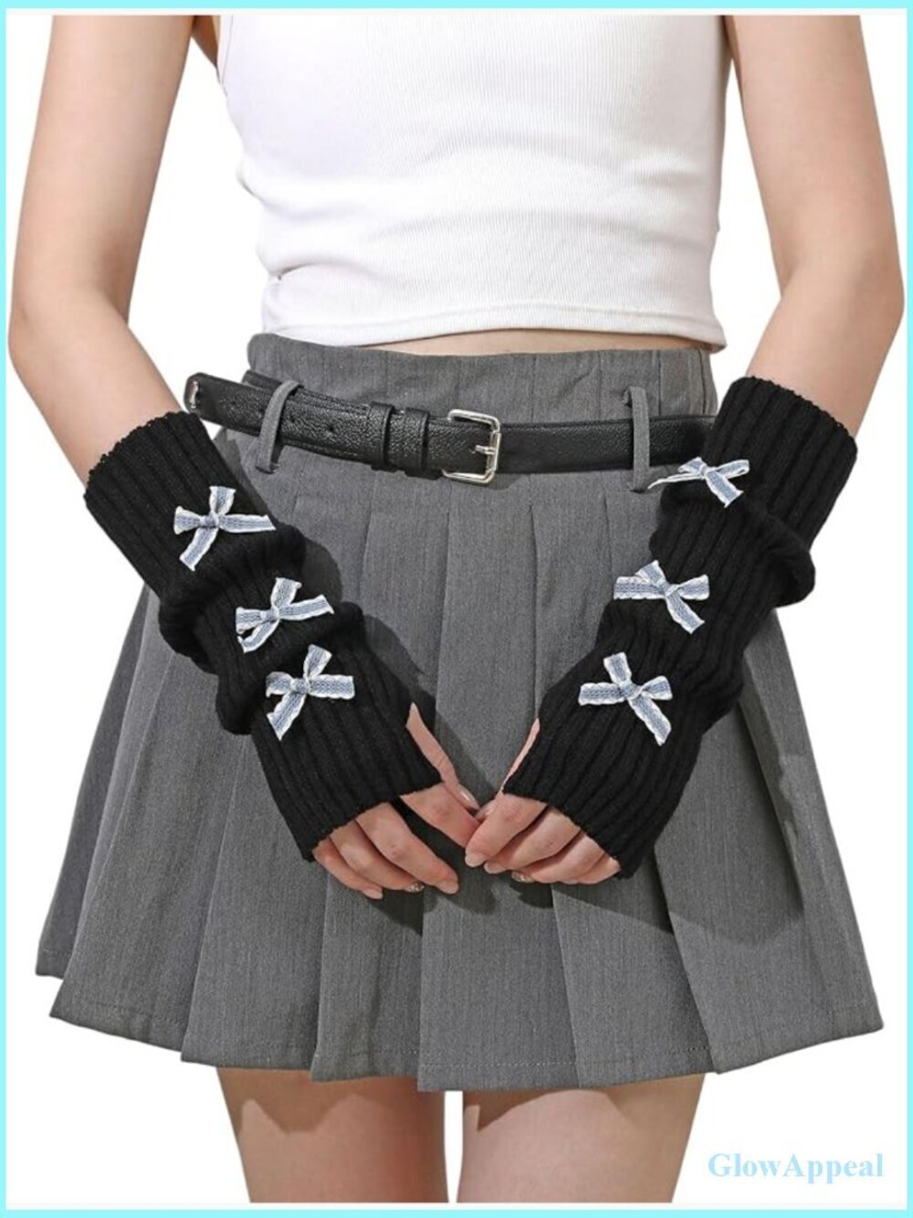 Y2K Knitted Arm Warmers Fingerless Gloves Harajuku Style Kawaii Accessories